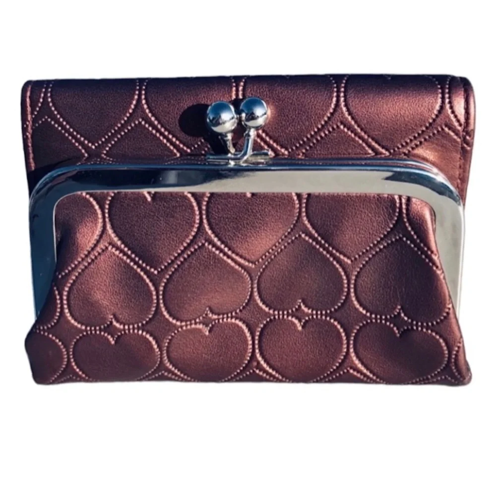 - Rose Copper Heart Tri-Fold Wallet! NEW!